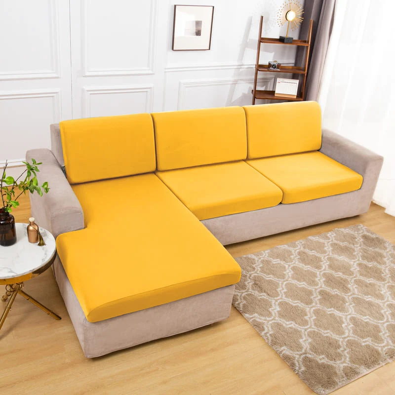 Housse extensible Jaune pour Coussin de Canapé