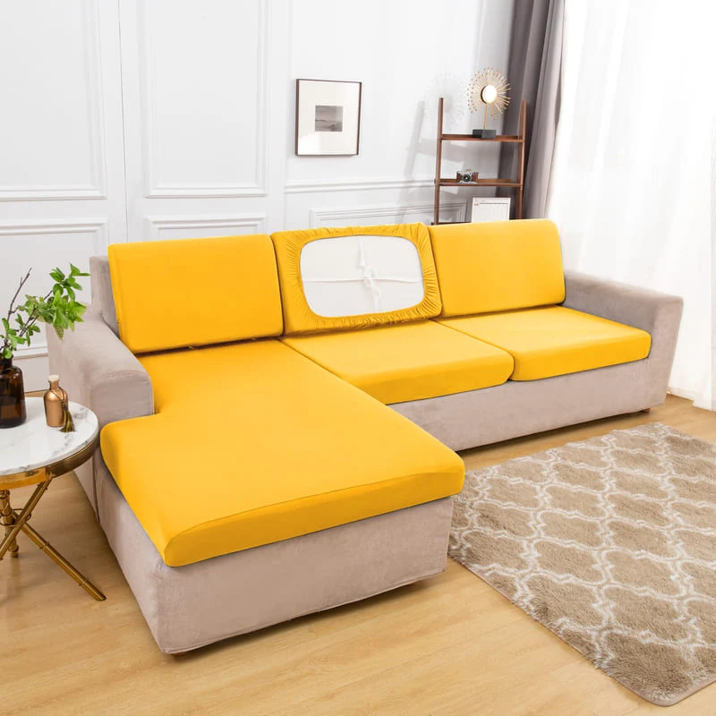 Housse extensible Jaune pour Coussin de Canapé