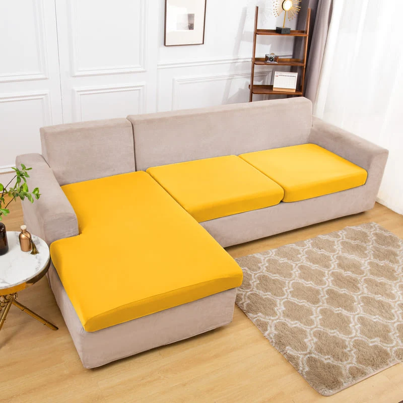 Housse extensible Jaune pour Coussin de Canapé