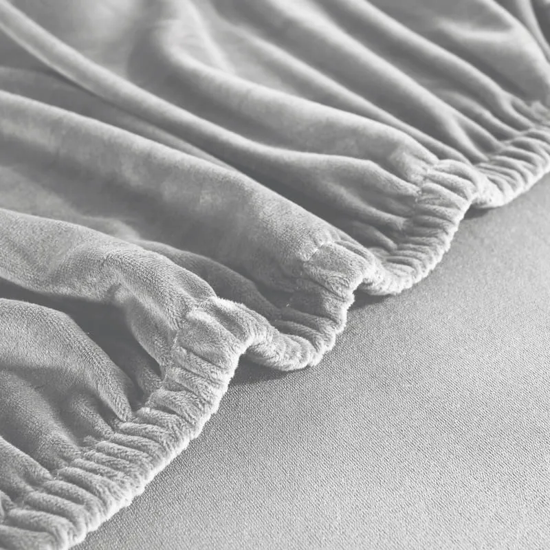 Housse de Canapé d'Angle Velours Gris argent