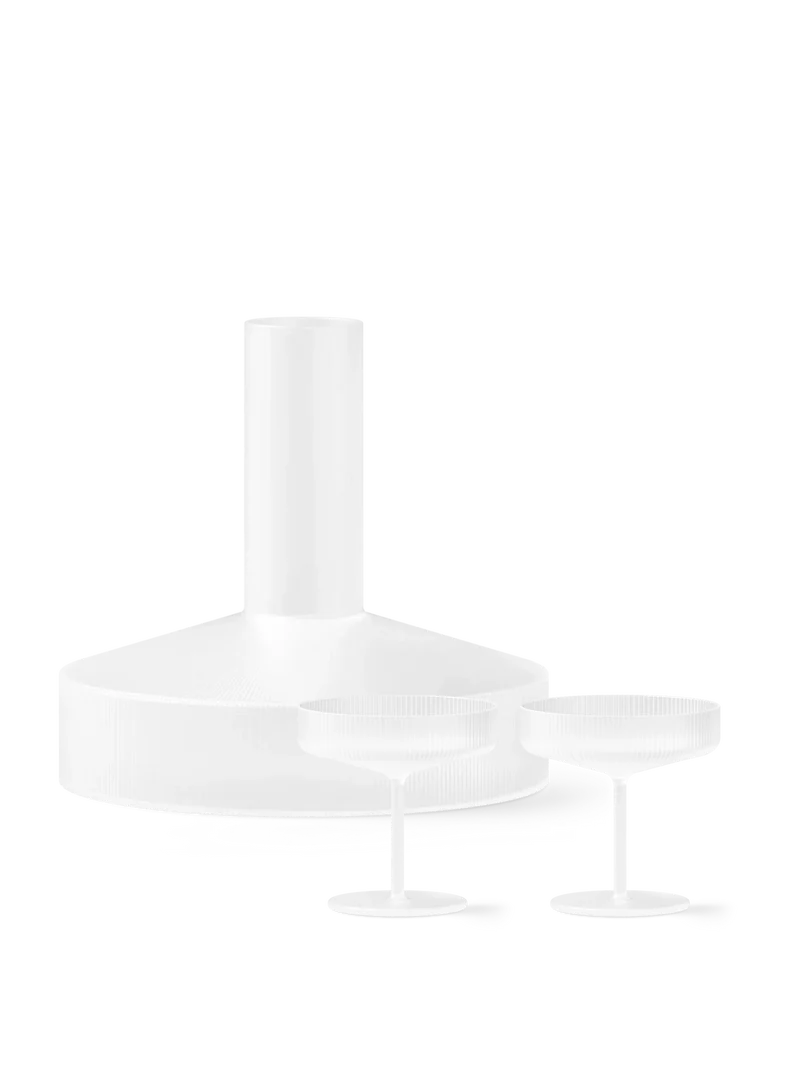Ripple Champagne Saucers - Set of 2 & Wine Carafe Gift Set - Frosted