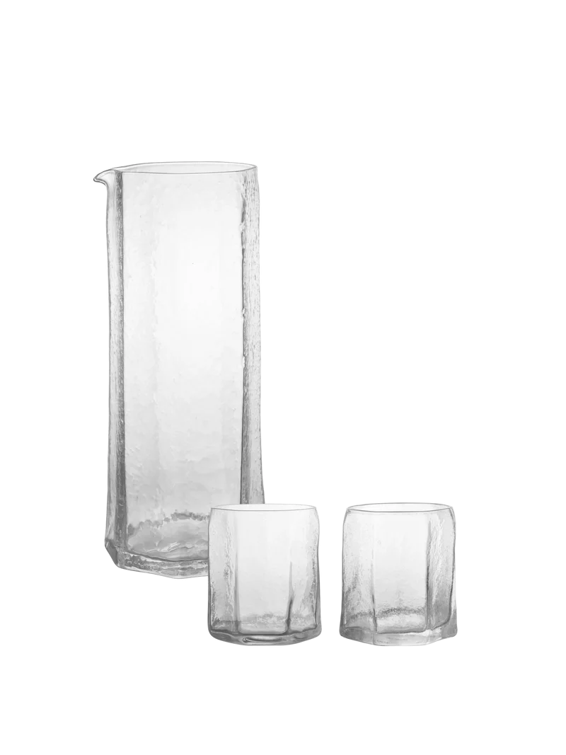 Kiru Carafe & Glasses - Set of 2 - Gift Set - Clear