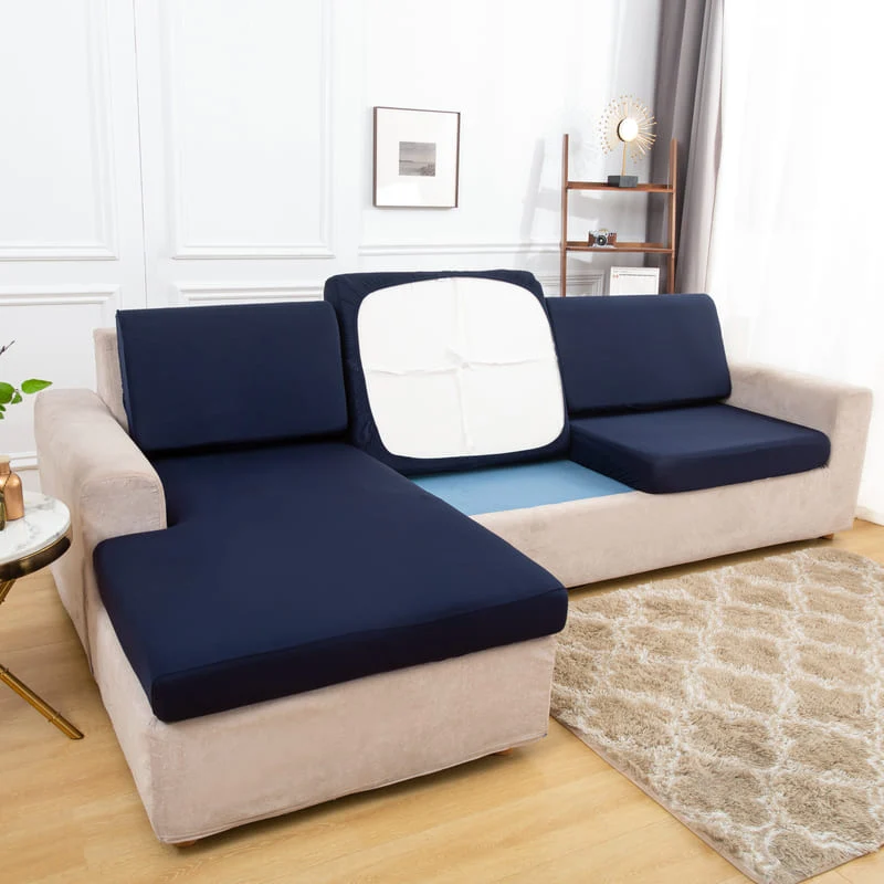 Housse extensible Bleu marine pour Coussin de Canapé