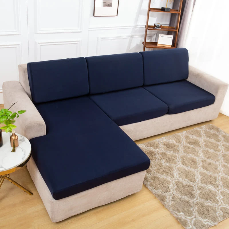 Housse extensible Bleu marine pour Coussin de Canapé