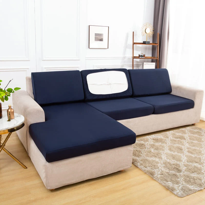 Housse extensible Bleu marine pour Coussin de Canapé