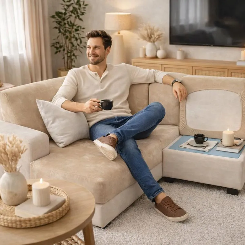 Housse Canapé d'Angle beige