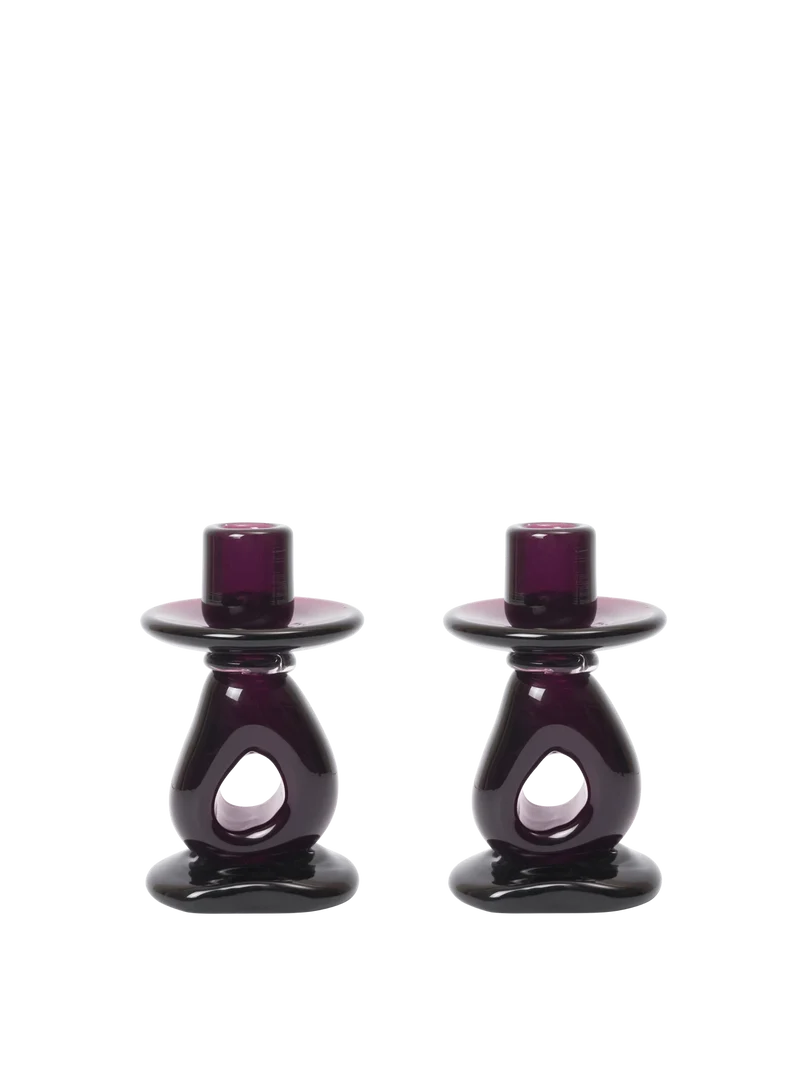 Damo Candle Holder - 16 - Set of 2 - Gift Set - Dark Grape