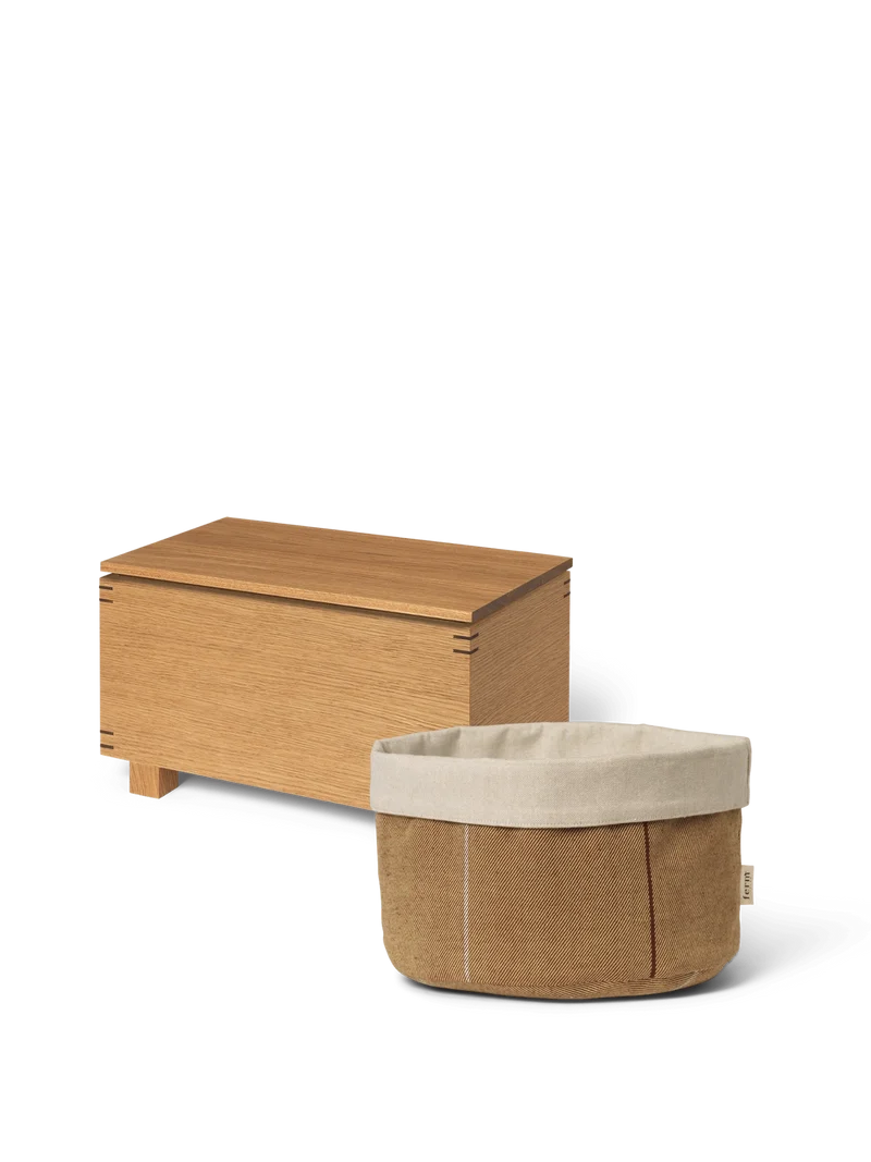 Bon Wooden Box - Oiled Oak & Ito Kitchen Basket - Round - Natural/Straw - Gift Set