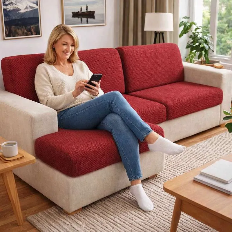 Housse de Canapé Extensible rouge