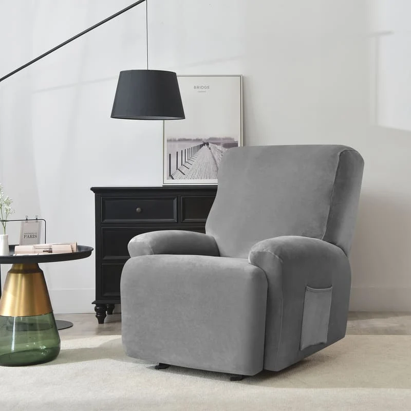 Housse de Fauteuil Relax Velours Gris