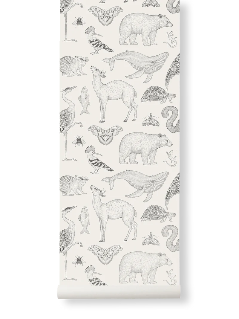 Katie Scott Wallpaper - Animals - Off-White