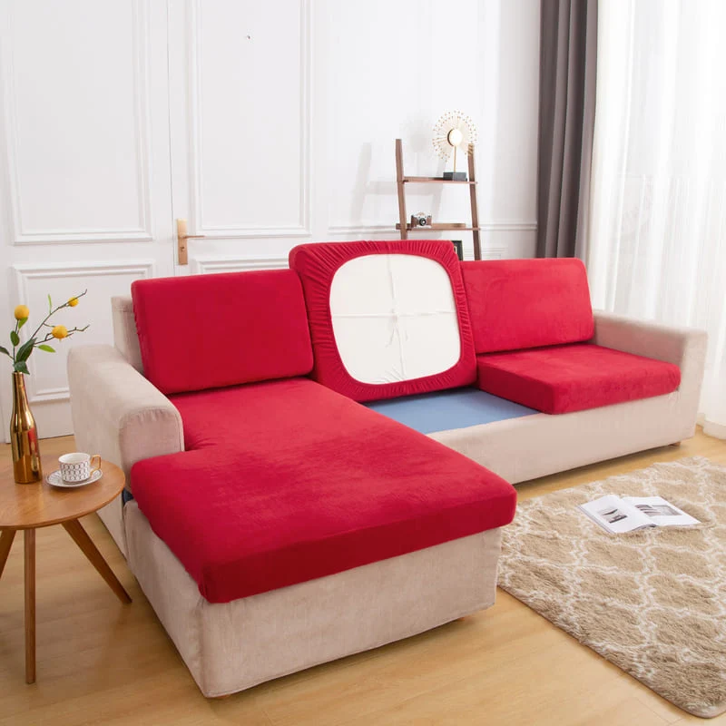Housse Peluche Rouge pour Coussin d'Assise de Canapé