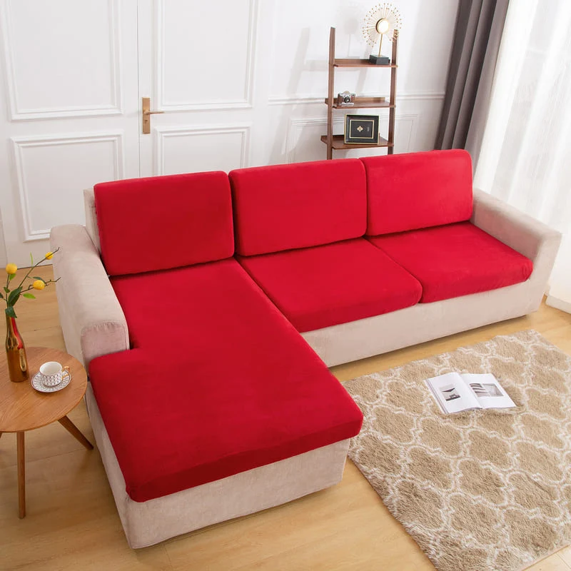 Housse Peluche Rouge pour Coussin d'Assise de Canapé