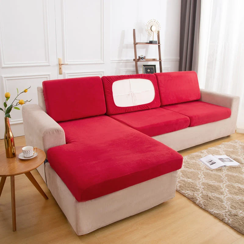 Housse Peluche Rouge pour Coussin d'Assise de Canapé