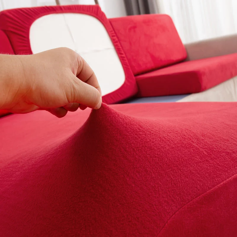 Housse Peluche Rouge pour Coussin d'Assise de Canapé