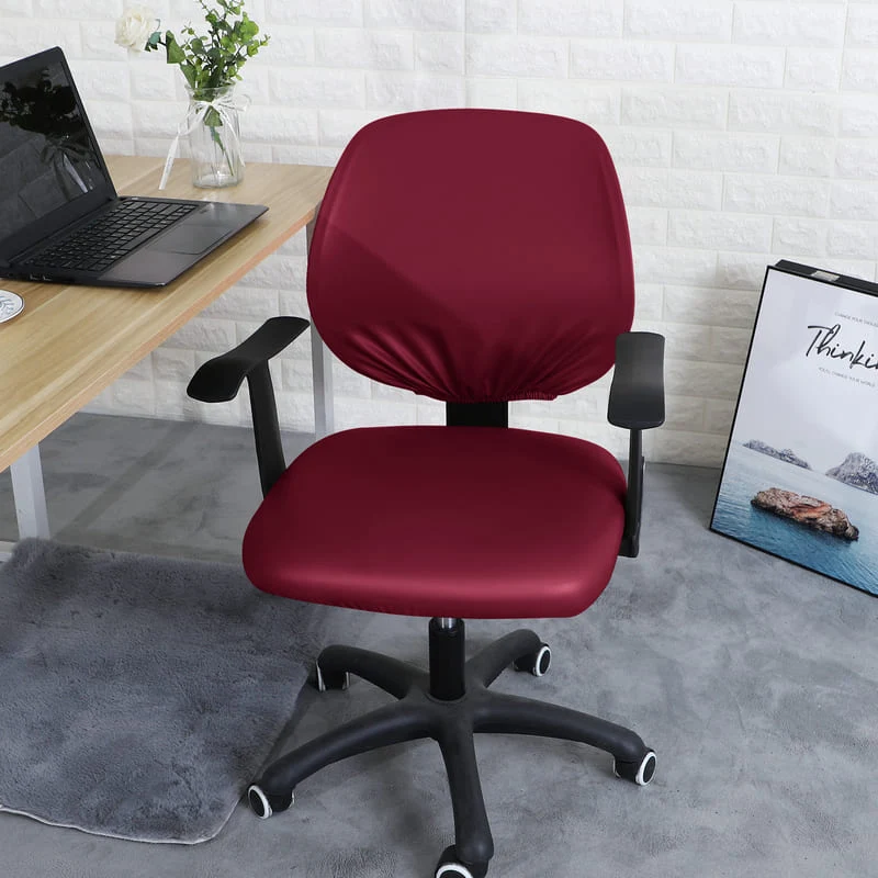 Housse de Chaise de bureau cuir Bordeaux