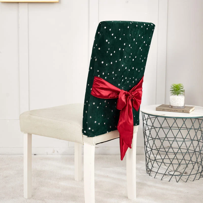 Housse de Chaise Noël Velours Vert