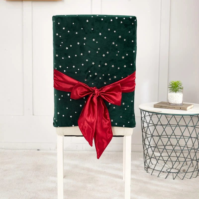 Housse de Chaise Noël Velours Vert