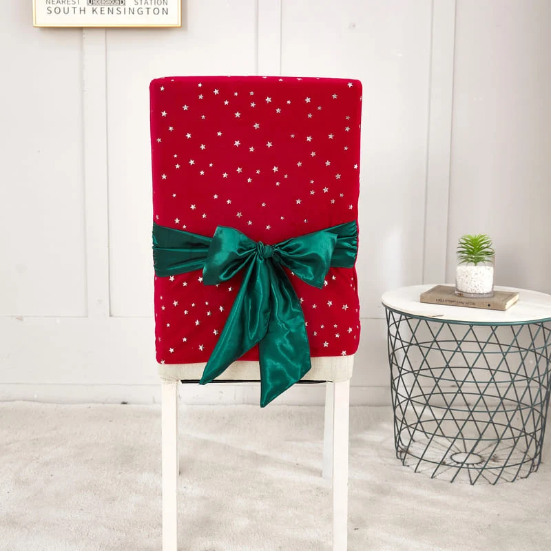 Housse de Chaise Noël Velours Rouge
