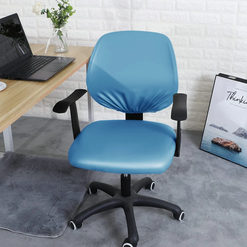 Housse de Chaise de bureau cuir Bleu ciel