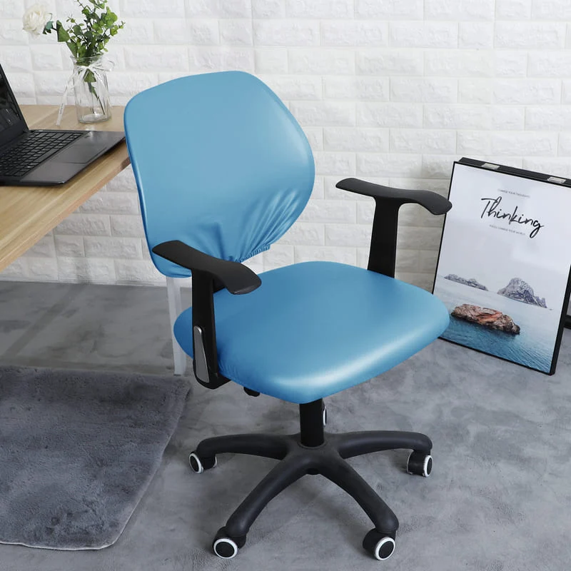Housse de Chaise de bureau cuir Bleu ciel