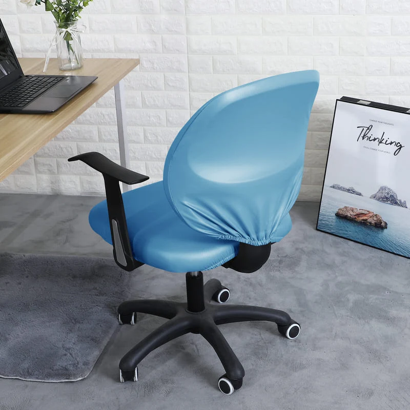 Housse de Chaise de bureau cuir Bleu ciel