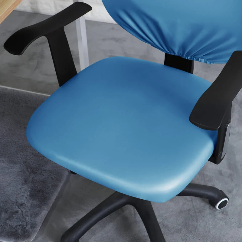 Housse de Chaise de bureau cuir Bleu ciel
