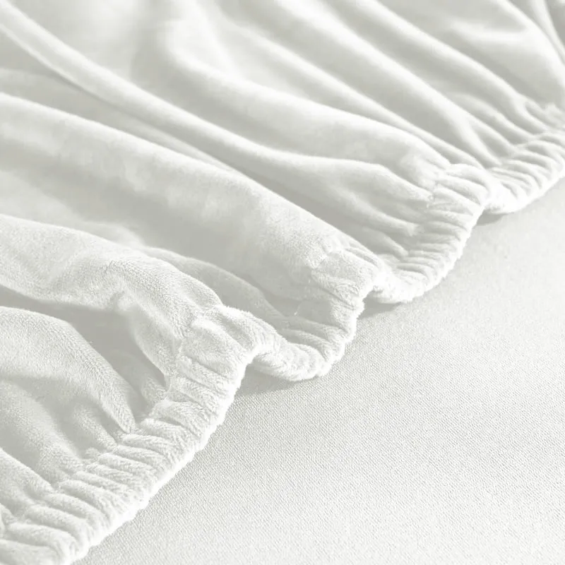 Housse de Canapé d'Angle Velours Blanc