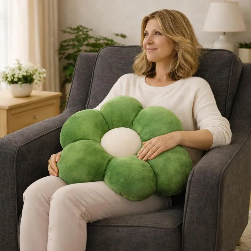 Coussin Fleur vert