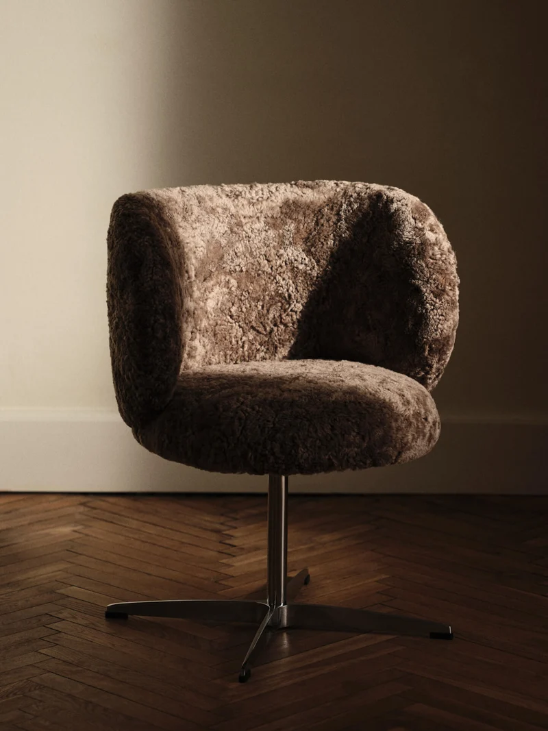 Rico Dining Chair - Swivel - Sheepskin - Sahara