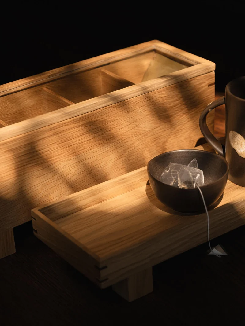 Bon Tea Organiser - Natural Oak