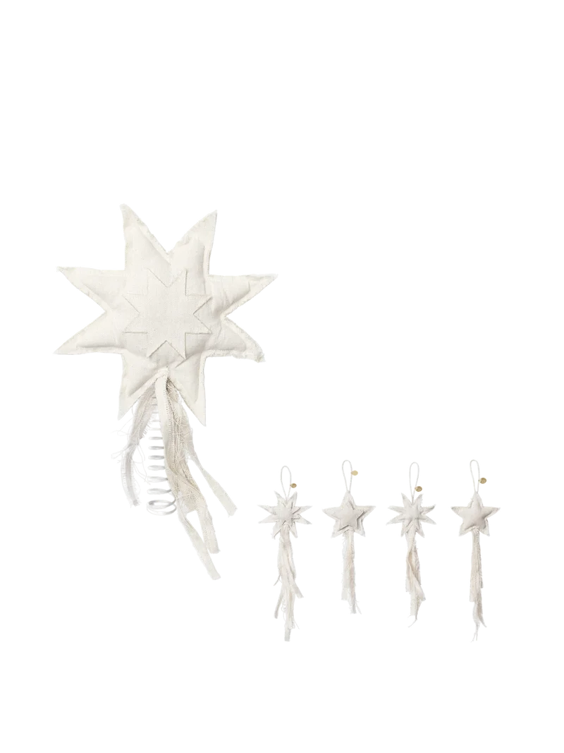 Vela Star Treetopper & Ornaments - Set of 4 - Gift Set - Natural
