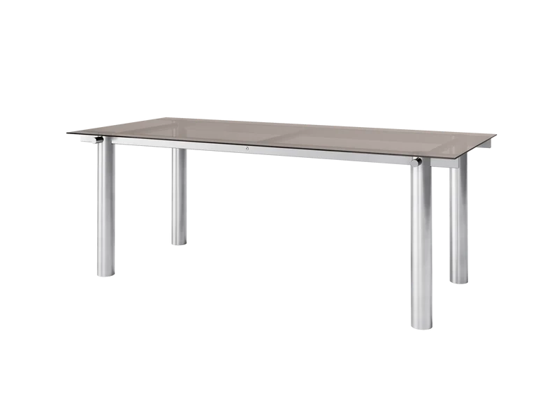 Atura Dining Table - Brushed Stainless Steel/Dark Tinted Glass