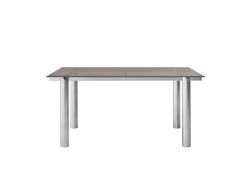 Atura Dining Table - Brushed Stainless Steel/Dark Tinted Glass