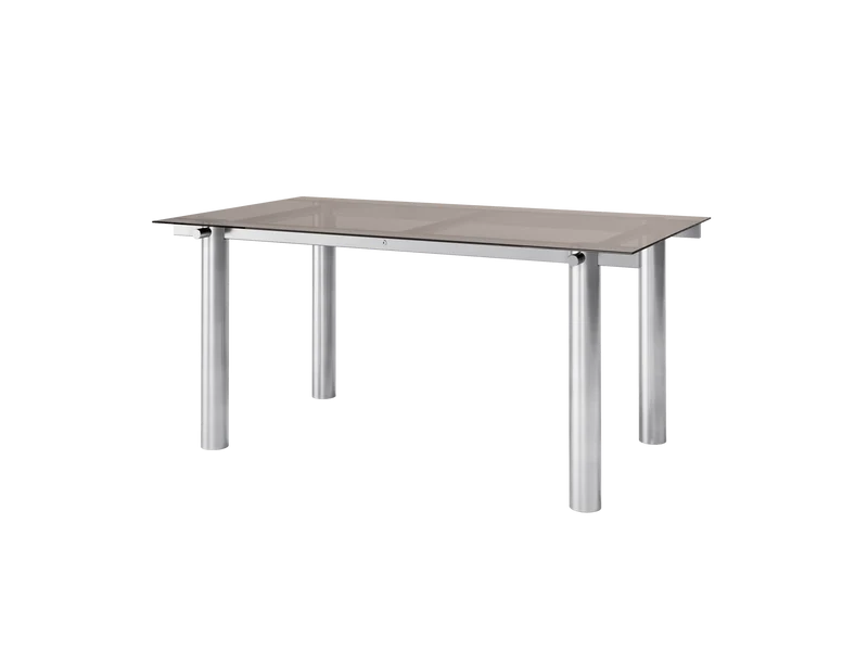 Atura Dining Table - Brushed Stainless Steel/Dark Tinted Glass