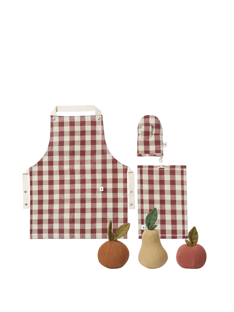 Bothy Kids Kitchen Set - Cinnamon/Grey Green & Edi Play Fruits - Set of 3 - Gift Set