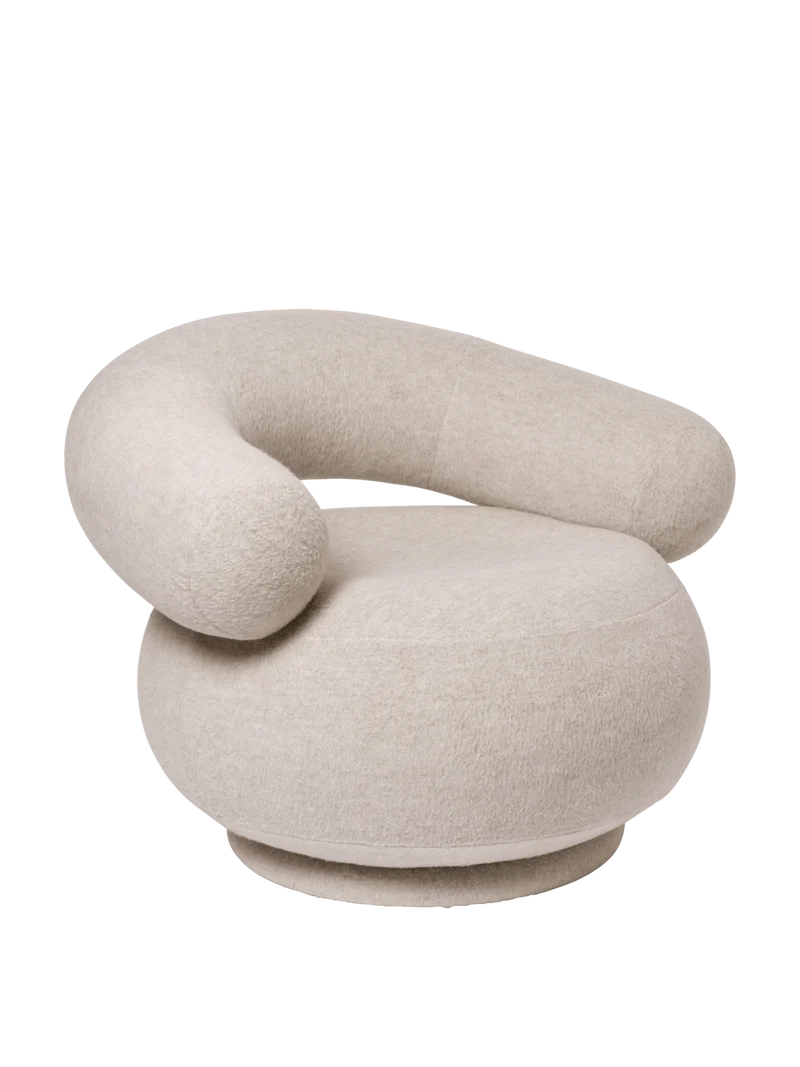 Orbo Lounge Chair - Swivel - Soft Alpaca - Natural
