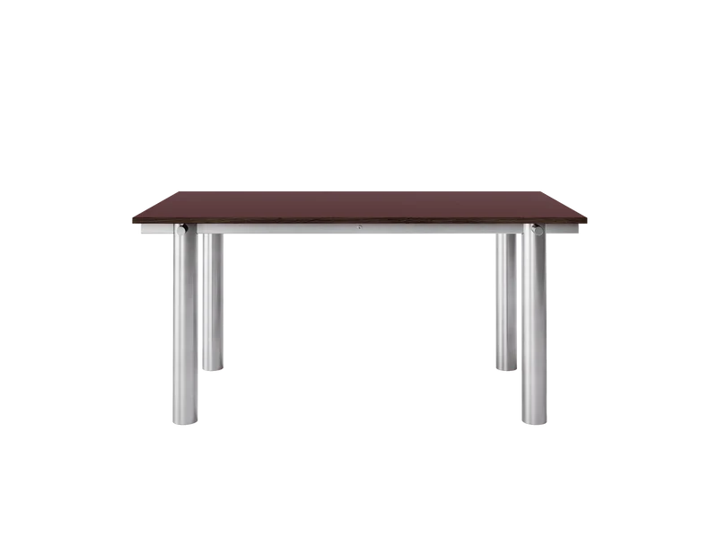 Atura Dining Table - Brushed Stainless Steel/Burgundy Linoleum