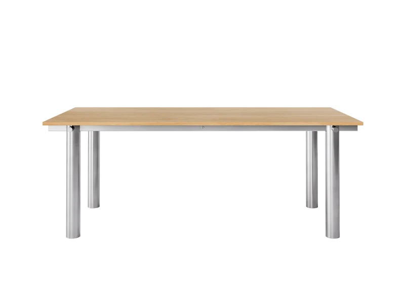 Atura Dining Table - Brushed Stainless Steel/Natural Oak Veneer