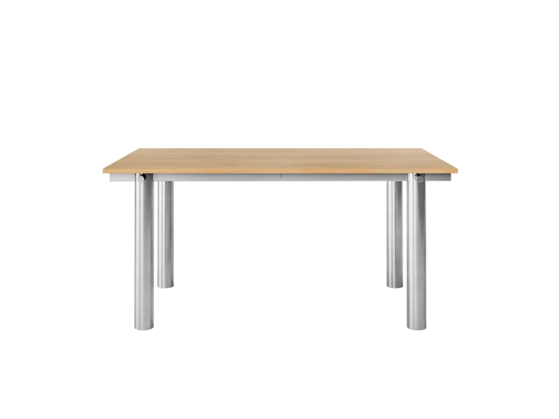 Atura Dining Table - Brushed Stainless Steel/Natural Oak Veneer