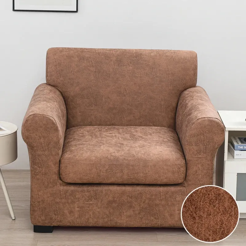 Housse de Fauteuil Club – Simili Cuir Marron Clair