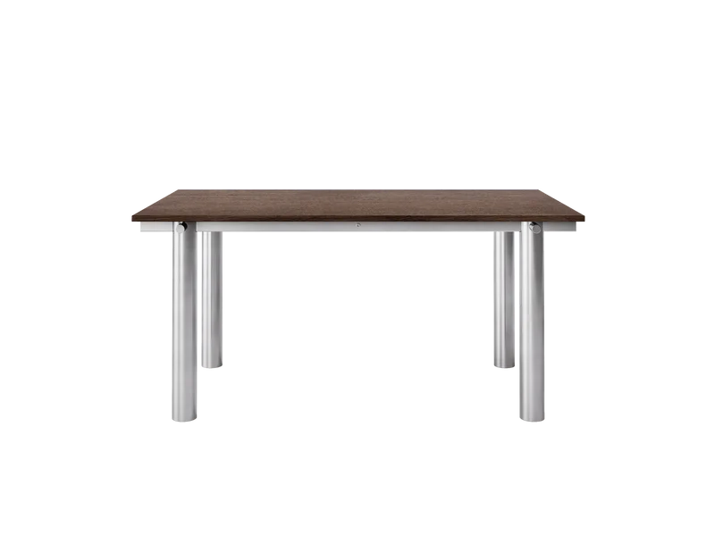Atura Dining Table - Brushed Stainless Steel/Dark Stained Oak