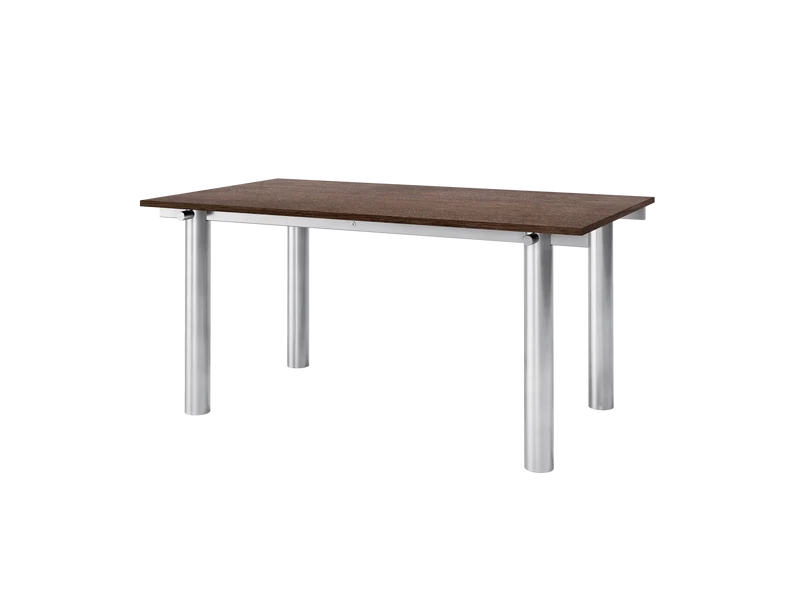 Atura Dining Table - Brushed Stainless Steel/Dark Stained Oak