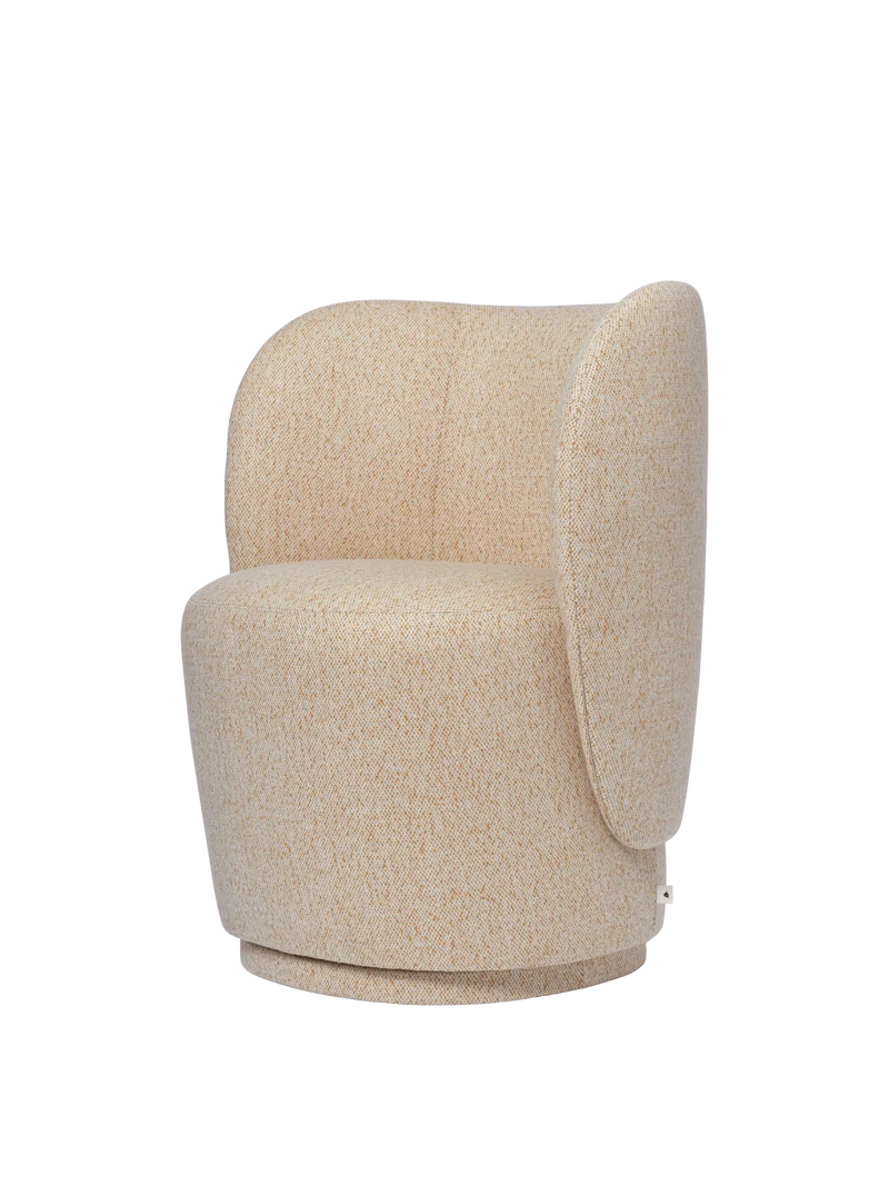 Rico Club Chair - Swivel - Vanir - Off-White/Honey