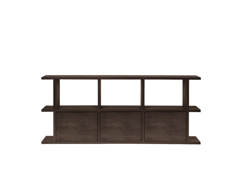 Kona Bookcase - 3x2 - with 3 Cabinet Inserts - Dark Stained Oak