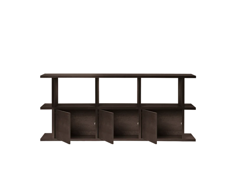 Kona Bookcase - 3x2 - with 3 Cabinet Inserts - Dark Stained Oak