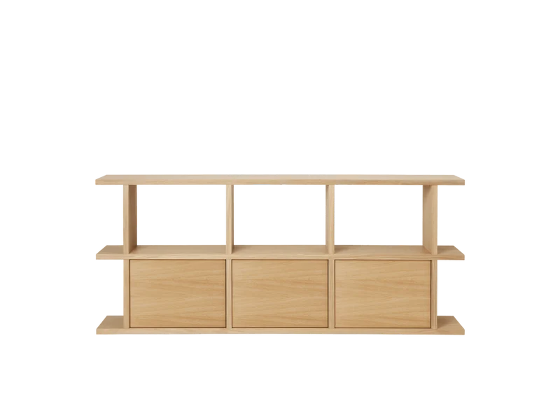 Kona Bookcase - 3x2 - with 3 Cabinet Inserts - Natural Oak Veneer