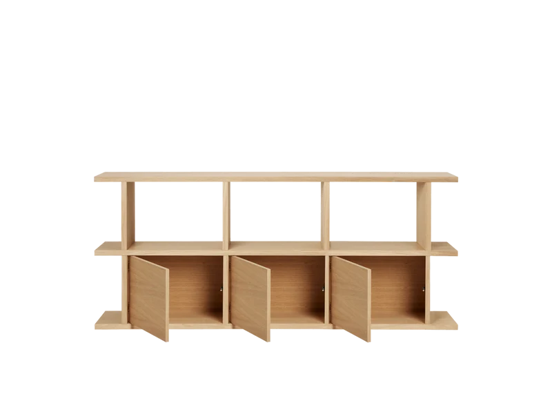 Kona Bookcase - 3x2 - with 3 Cabinet Inserts - Natural Oak Veneer