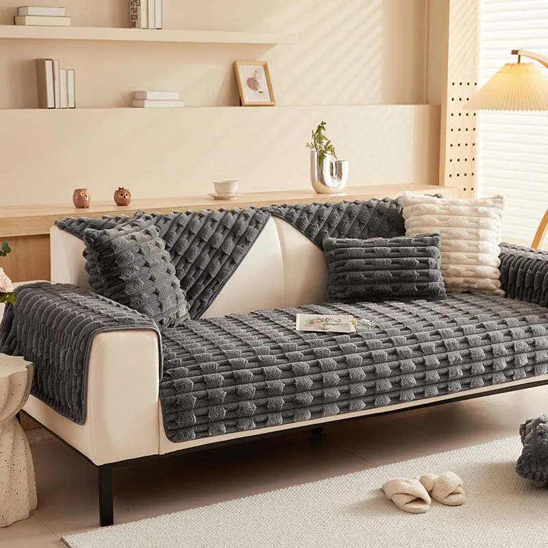 Housse de Canapé EasyCover Fausse Fourrure Épaisse