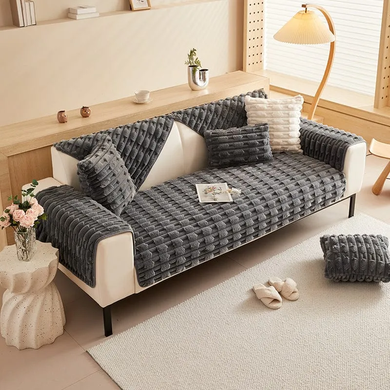 Housse de Canapé EasyCover Fausse Fourrure Épaisse